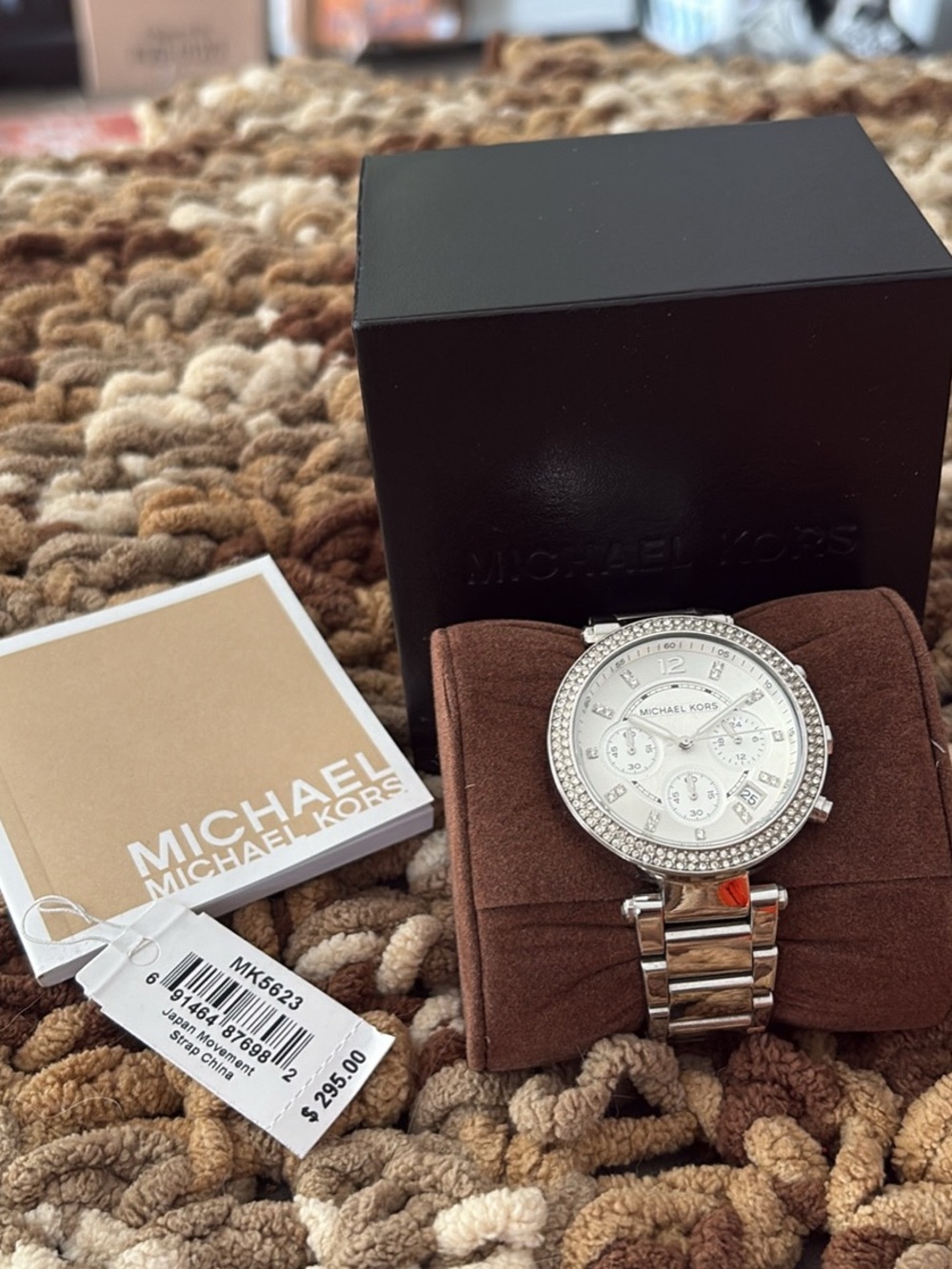 Michael Kors Silver-Tone Crystal Bezel Chronograph Watch